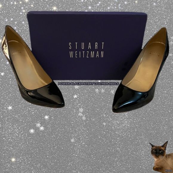 NWT $450* Stuart Weitzman | Power | Black Patent Leather | Heels | Size 9.5 - Picture 11 of 11